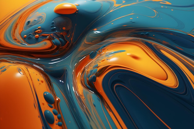 A colorful painting with orange and blue paint on it