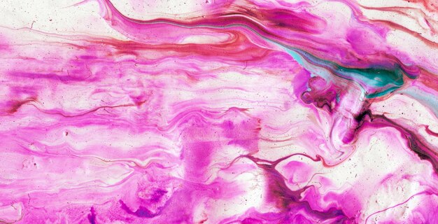 A colorful painting with a pink and purple swirls.