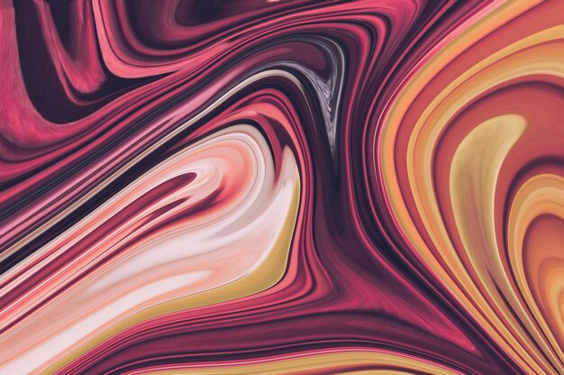 A colorful painting with a pink and purple swirls.