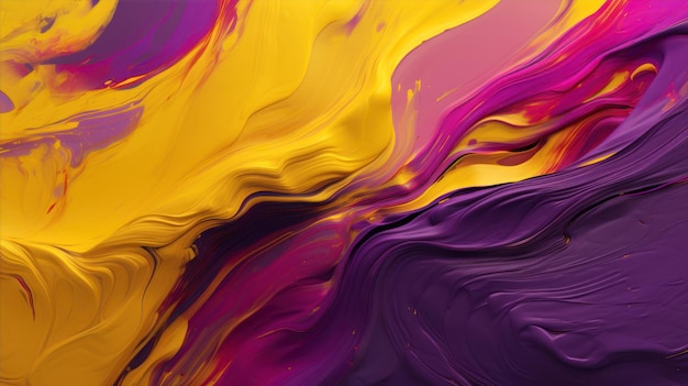 A colorful painting with a purple and yellow background