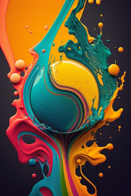 A colorful painting with the word yin yang on it.