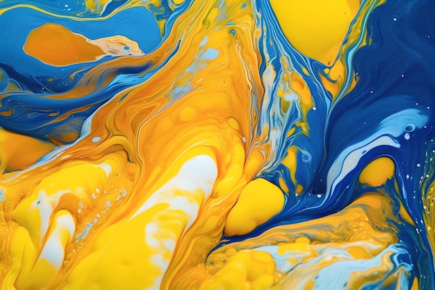 A colorful painting with yellow and blue paint