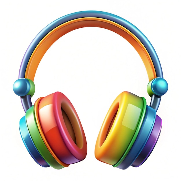 a colorful pair of headphones with rainbow colored stripes