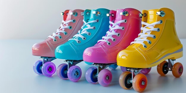 Photo a colorful pair of roller skates with the number 3 on them