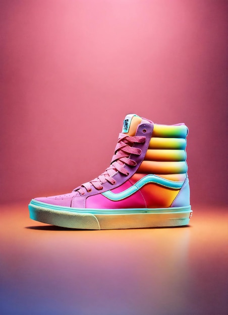 a colorful pair of sneakers with the number 12 on the bottom