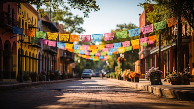 Colorful Papel Picado Banners Decorating Background