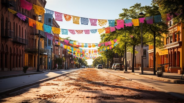 Colorful Papel Picado Banners Decorating Background