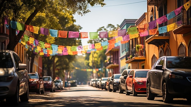 Colorful Papel Picado Banners Decorating Wallpaper