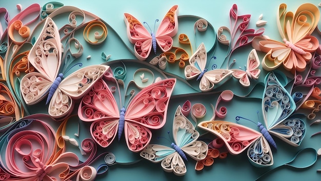 colorful paper art style 3d illustration butterflies