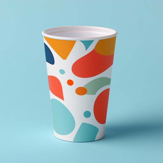 a colorful paper cup with colorful dots on it