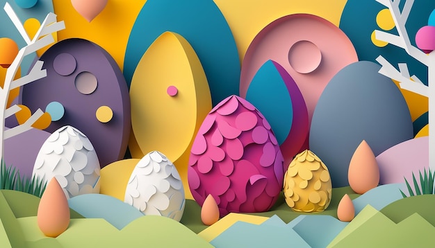 A colorful paper cut out of easter eggs.