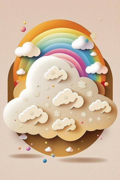 A colorful paper cut out of a rainbow and snowflakes.