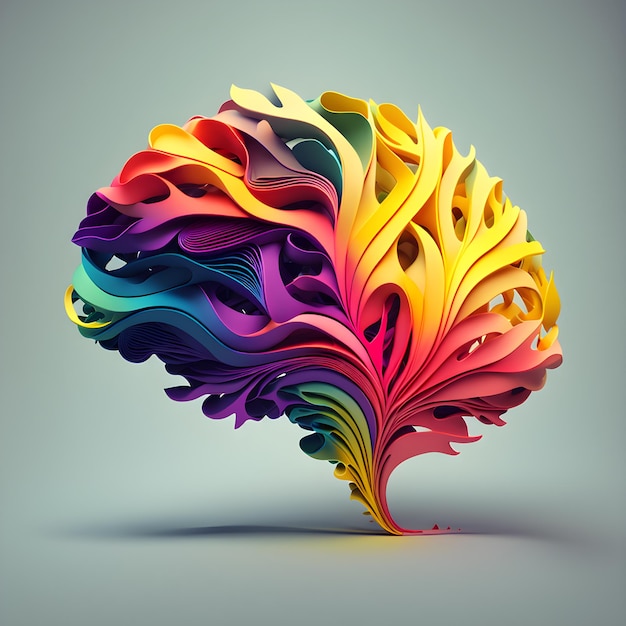 A colorful paper cutout of a brain.