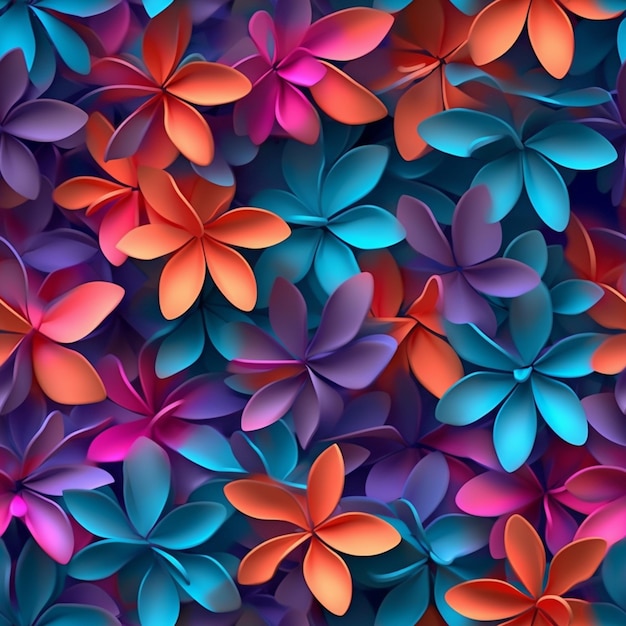 colorful paper flowers are arranged in a pattern on a dark background generative ai