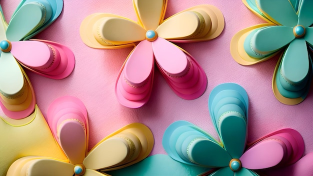 Colorful paper flowers with a flower on the top