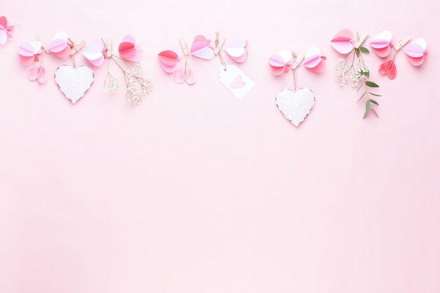 Colorful paper garland of hearts