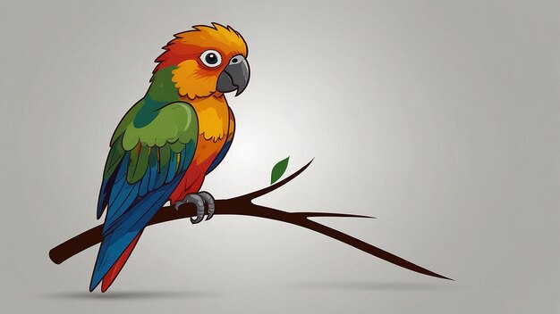 a colorful parrot on a branch with a gray background