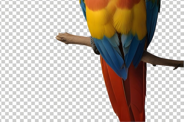 a colorful parrot on a branch with a white background