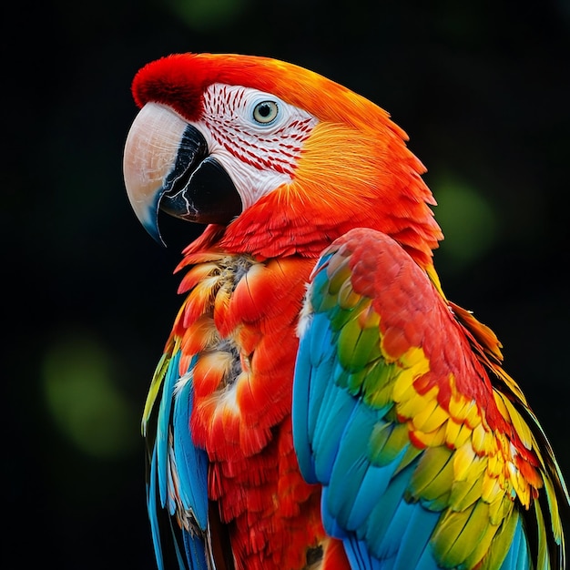 Photo a colorful parrot is shown with a black background