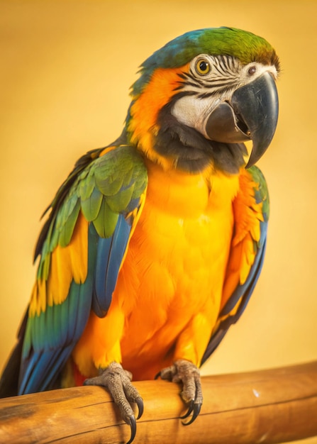 a colorful parrot is sitting on a table