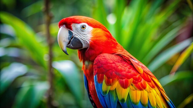 Photo a colorful parrot is standing in the grass and has a blue beak