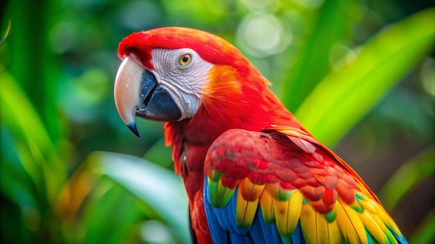 Photo a colorful parrot is standing in a green plant