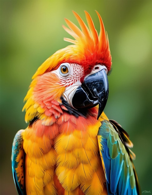 a colorful parrot is standing on a piece of paper