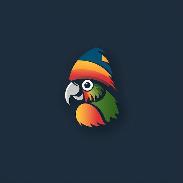 Photo colorful parrot logo design on dark background