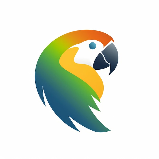 Photo colorful parrot logo with woodcarvinginspired design