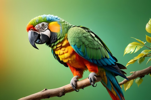 colorful parrot in pastel colors