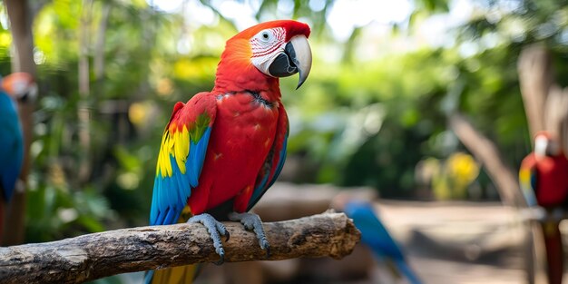 Colorful parrot perched on a branch