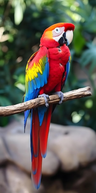 Colorful parrot perched on a branch