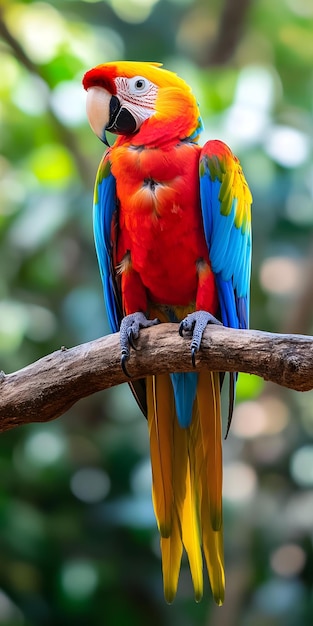 Colorful parrot perched on a branch