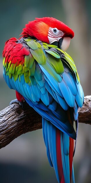 Colorful parrot perched on a tree branch