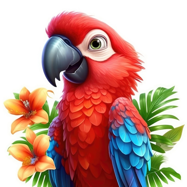 Colorful Parrot Perched on Tree Branch