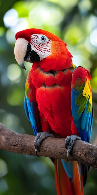 Colorful parrot in a tropical setting