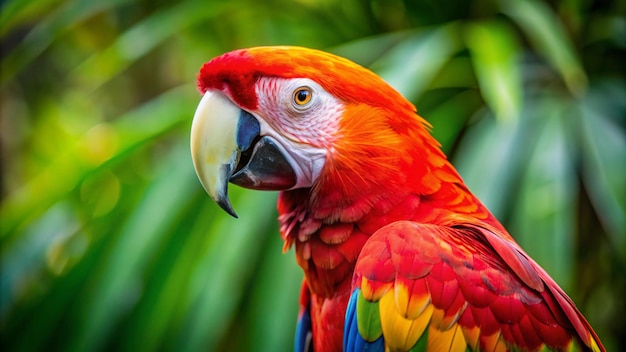 a colorful parrot with a beak that says parrot on it