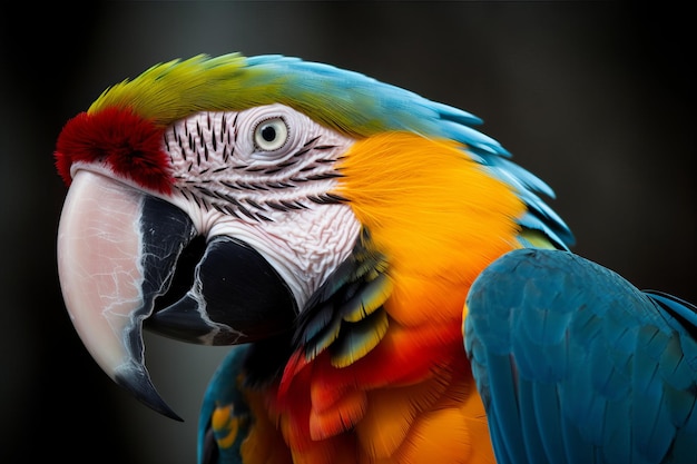 Photo a colorful parrot with a blue and yellow beak