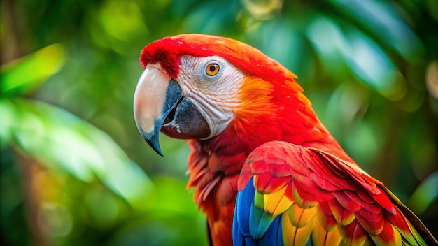 a colorful parrot with a blue and yellow beak