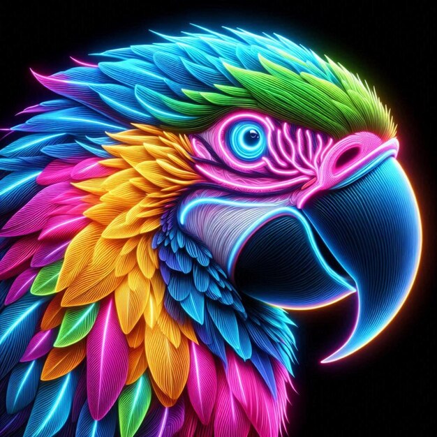 Photo a colorful parrot with a colorful beak and a colorful background