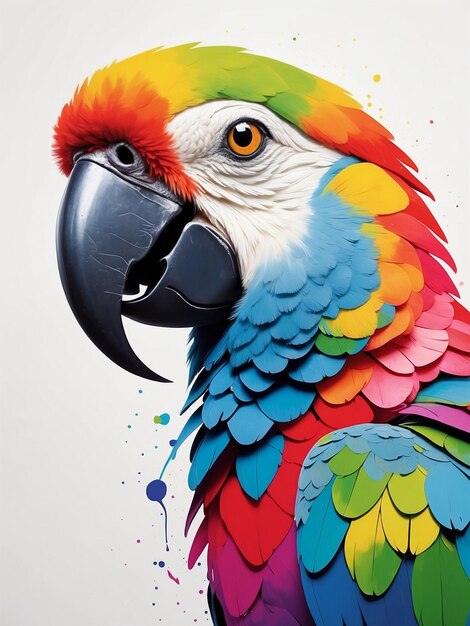 Photo a colorful parrot with a colorful beak is shown in a drawing