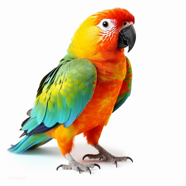 a colorful parrot with a green and orange beak