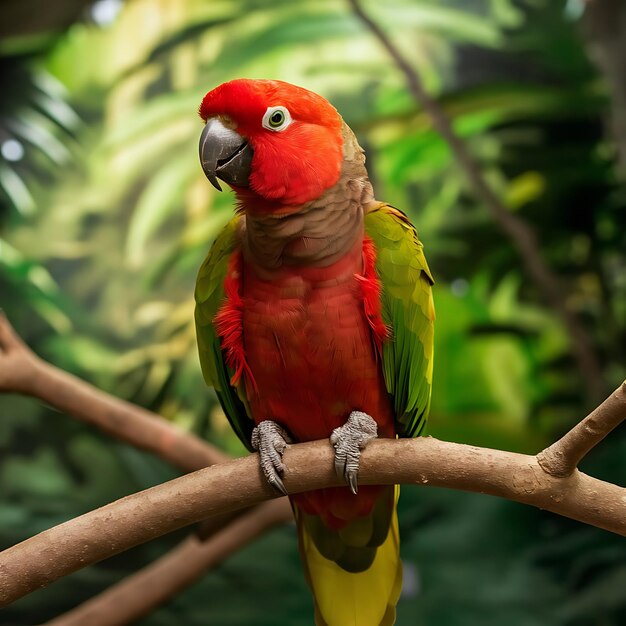 Photo a colorful parrot with a green and red and blue image for ai generated