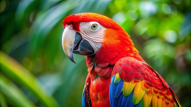 a colorful parrot with a red beak and a black beak