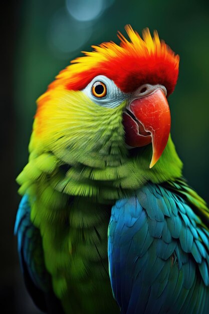 A colorful parrot with striking red head and vibrant yellow beak Perfect for nature and wildlife themed projects