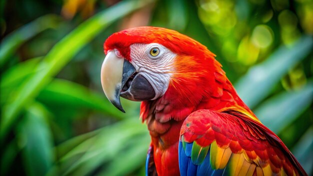 a colorful parrot with a yellow and blue beak