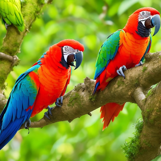 Colorful parrots with yellow beak and blue beak Lonardo AI Generated