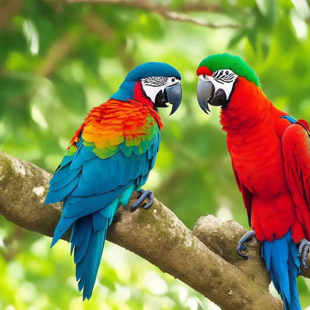 Colorful parrots with yellow beak and blue beak Lonardo AI Generated