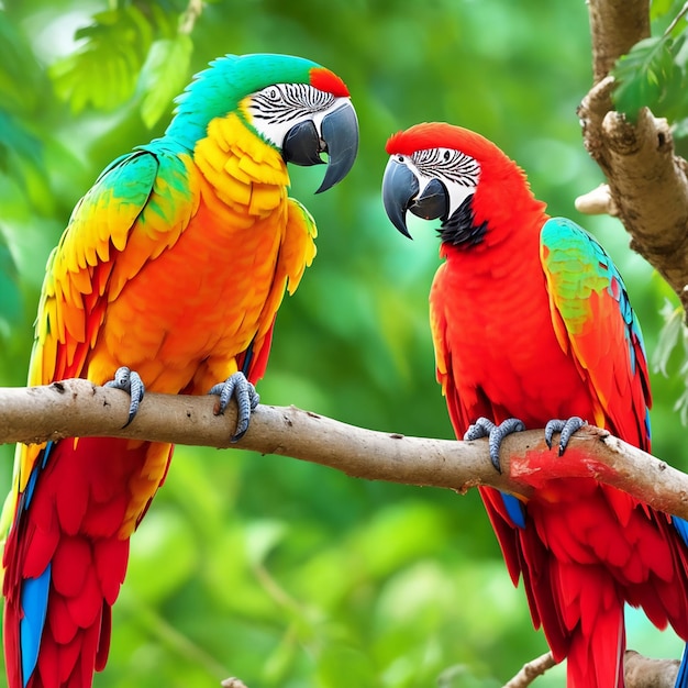 Colorful parrots with yellow beak and blue beak Lonardo AI Generated