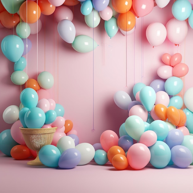 colorful party birthday background with balloons baby shower interior